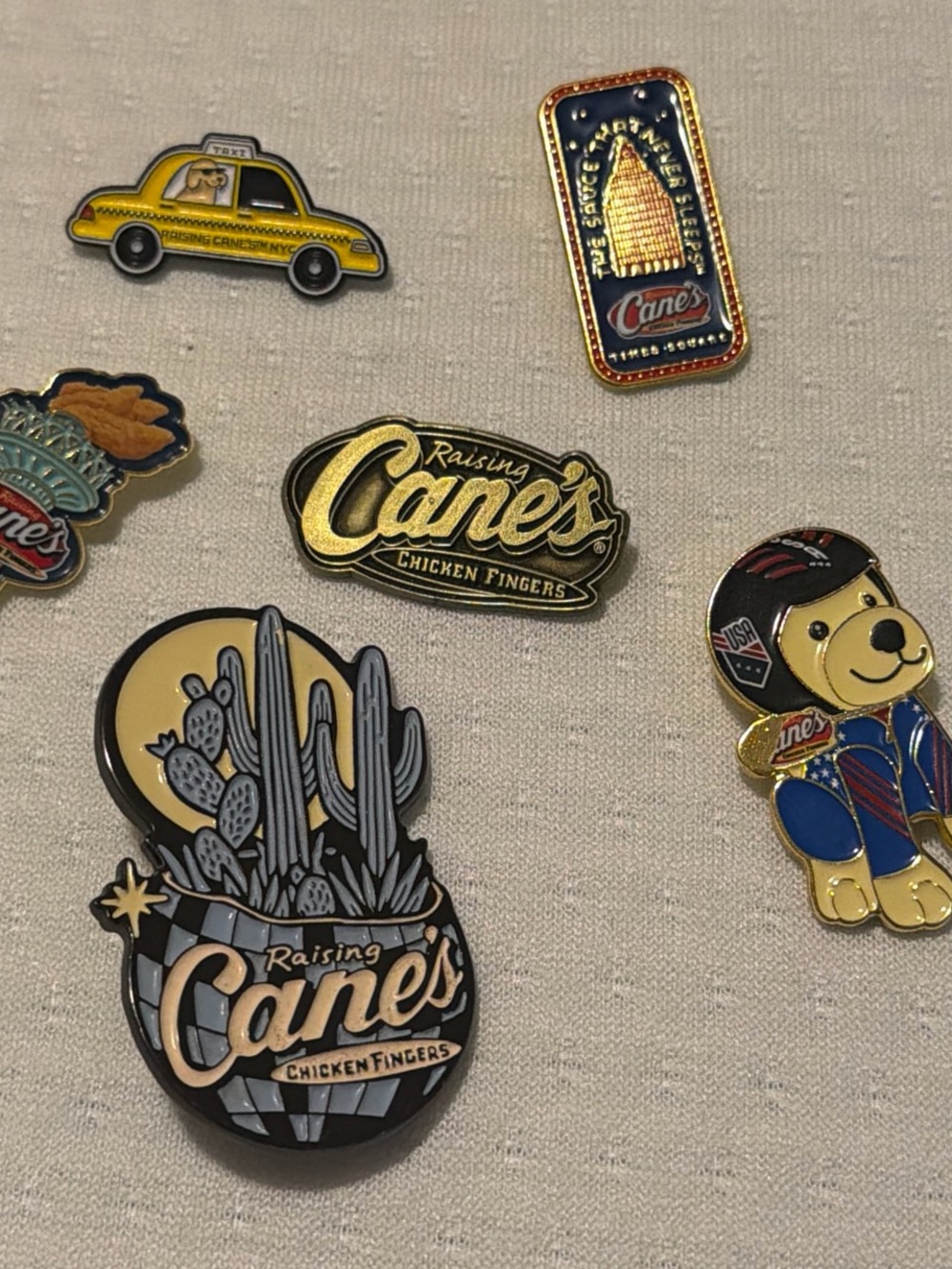 RARE Raising Cane's Enamel Pin Set - Yellow, Black, Gold Accents